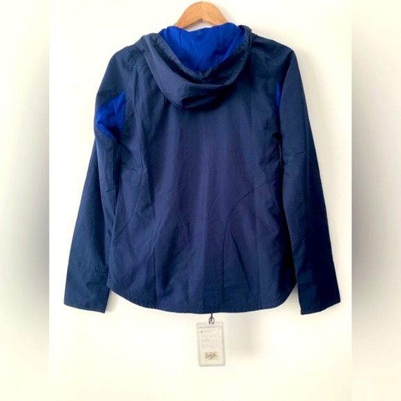 ❗️CLEAROUT❗️AERIE FIT navy water repellent lined HOODED JACKET **ZIPPER ISSUE** - Picture 4 of 7